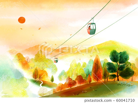 Painting of beautiful Aautumn landscape illustration 008 60041710