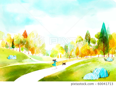 Painting of beautiful Aautumn landscape illustration 001 60041713
