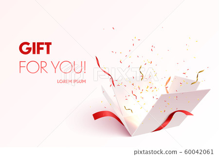 Open gift box with confetti Open gift box with confetti 60042061