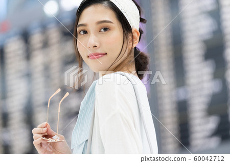 Airport Travel Woman Portrait Sunglasses Airport Travel Woman Portrait Sunglasses 60042712