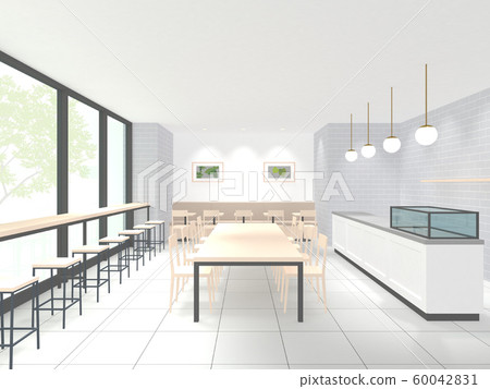 一家咖啡館與外界光線的插圖 60042831