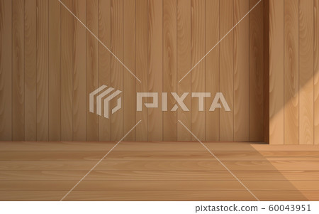 wooden floor with wooden wall in the room wooden floor with wooden wall in the room 60043951