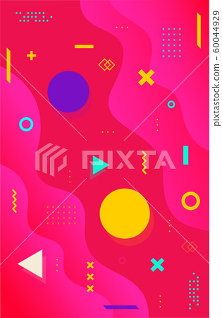 Memphis Style Poster. Fluid Color Backgrounds with Gradient Elements. Flat style Abstract Vector Design idea for Banner, poster Memphis Style Poster. Fluid Color Backgrounds with Gradient Elements. Flat style Abstract Vector Design idea for Banner, poster 60044929