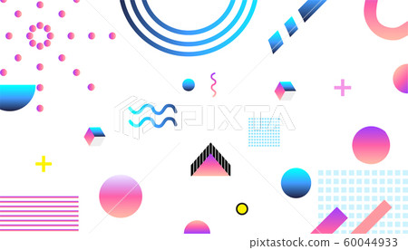Memphis Style Poster. Fluid Color Backgrounds with Gradient Elements. Flat style Abstract Vector Design idea for Banner, poster 60044933