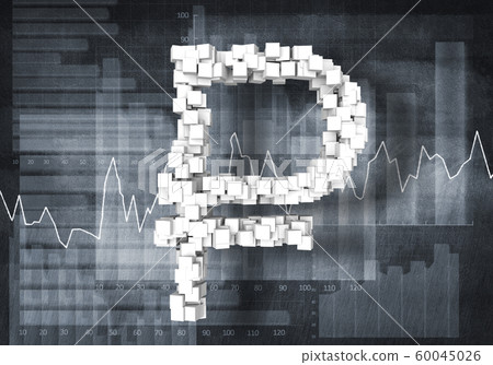 Rouble currency rate, 3d rendering 60045026