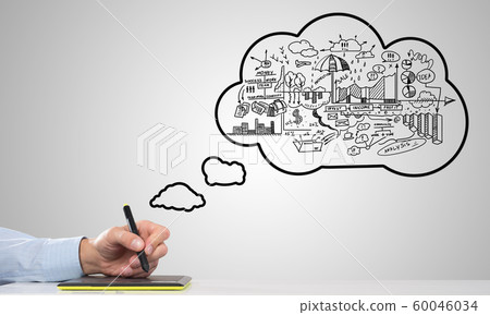 Man sketching business ideas 60046034