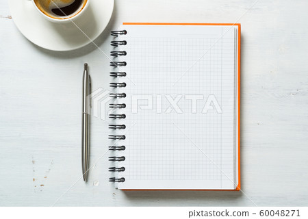 Coffee with notepad and pen Coffee with notepad and pen 60048271
