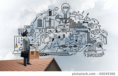 Concept of home security and privacy protection with camera headed man 60049366