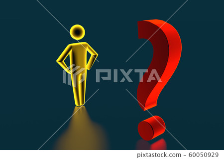 3d businessman opposite a question mark. 3d rendering 3d businessman opposite a question mark. 3d rendering 60050929