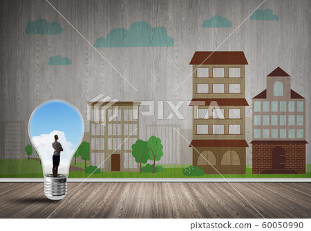 Businesswoman trapped in bulb 60050990