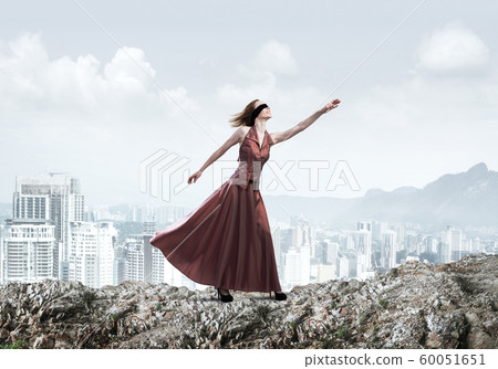 Concept of freedom and happiness with girl enjoying this life 60051651