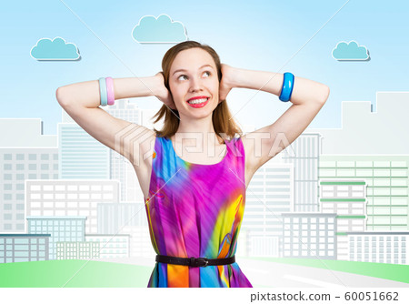 Redhead beautiful girl closing her ears with hands 60051662