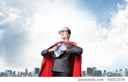 Serious business lady in red hero cape 60052076