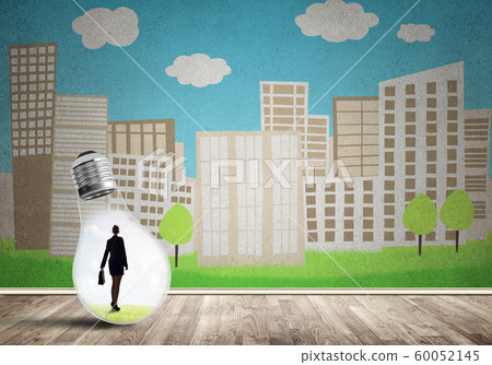 Businesswoman trapped in bulb Businesswoman trapped in bulb 60052145