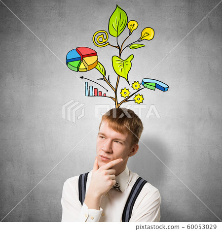 Redhead student thinking about something Redhead student thinking about something 60053029
