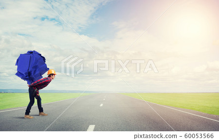 Engineer man carry load Engineer man carry load 60053566
