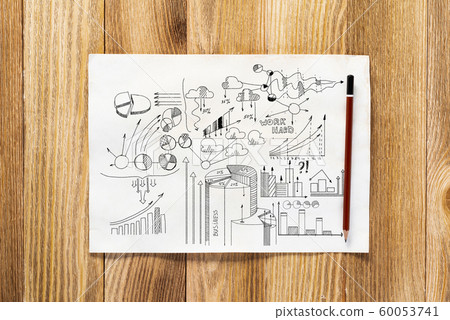 Financial charts and graphs pencil hand drawn 60053741