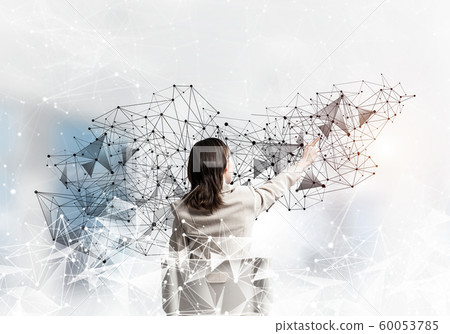 Businesswoman finger pointing on abstract network Businesswoman finger pointing on abstract network 60053785