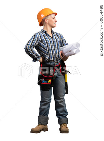 Attractive female engineer in hardhat 60054499