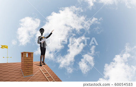 Concept of security and privacy protection with camera headed woman Concept of security and privacy protection with camera headed woman 60054583
