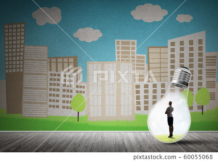 Businesswoman trapped in bulb 60055068