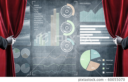 Business success strategy concept presented by infographs on concrete wall 60055070