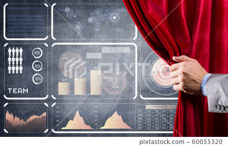 Business success strategy concept presented by infographs on concrete wall 60055320