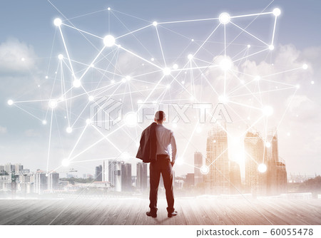 International business networking and social connection against modern city background International business networking and social connection against modern city background 60055478