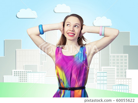 Redhead beautiful girl closing her ears with hands Redhead beautiful girl closing her ears with hands 60055622