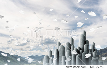 Multiple stone columns with breathtaking landscape Multiple stone columns with breathtaking landscape 60055750