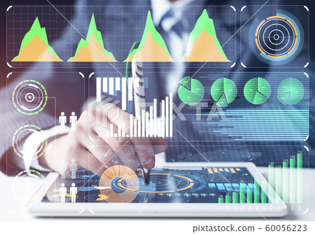Digital tablet and financial graph Digital tablet and financial graph 60056223