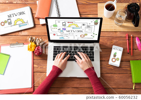 Multimedia education concept with office workspace Multimedia education concept with office workspace 60056232