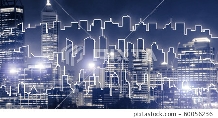 Background conceptual image of night illuminated town as symbol for active lifestyle Background conceptual image of night illuminated town as symbol for active lifestyle 60056236
