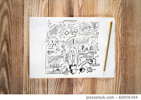 Creative project management pencil hand drawn 60056394