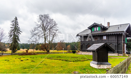 Mountain village Kladska with typical wooden houses. Kladska, Czech Republic Mountain village Kladska with typical wooden houses. Kladska, Czech Republic 60057149