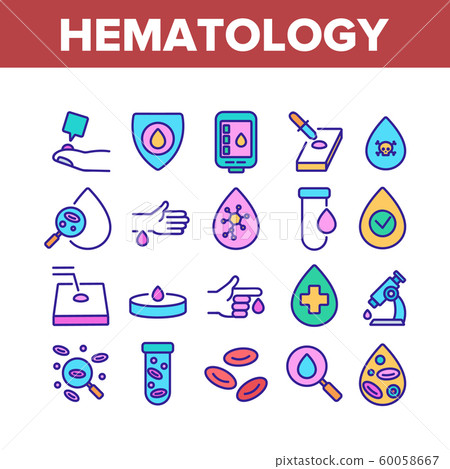 Hematology Collection Elements Icons Set Vector 60058667