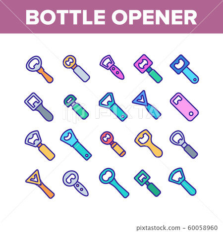 Bottle Opener Collection Elements Icons Set Vector 60058960