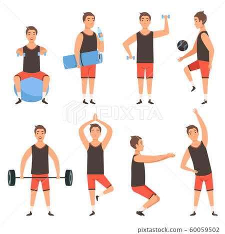 Athletic sport man. Gym male fitness character - Stock Illustration  [60059502] - PIXTA