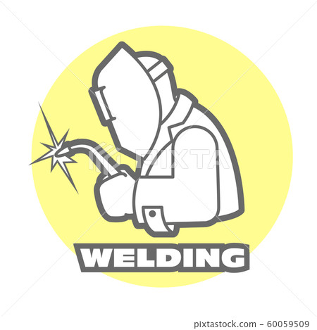 Welder logo, welding operator at work, gas cutting 60059509