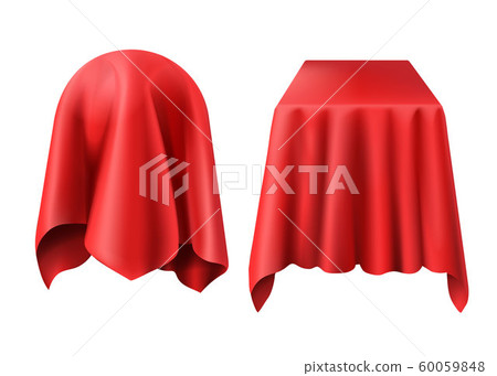 Sphere and box covered with red cloth Sphere and box covered with red cloth 60059848