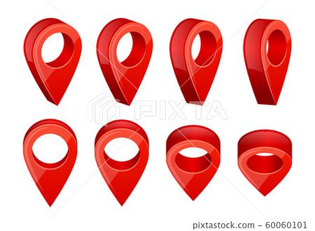 Realistic map pointers. Various symbols for gps navigation Realistic map pointers. Various symbols for gps navigation 60060101