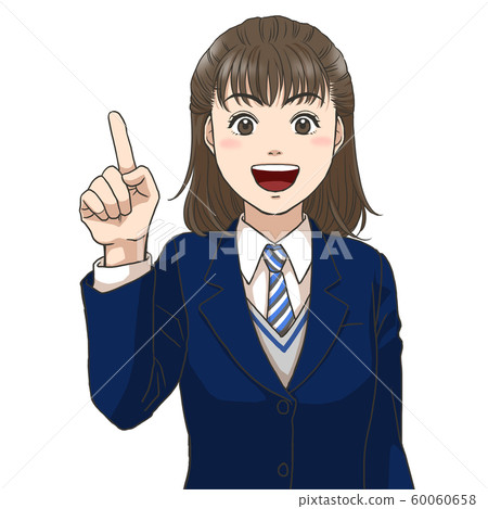 High school girl explaining with a smile (winter clothes) High school girl explaining with a smile (winter clothes) 60060658