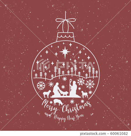 Christmas cribe scene on ball Christmas cribe scene on ball 60061082