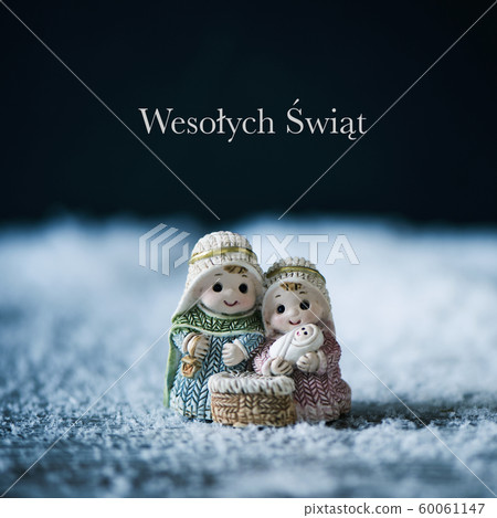 nativity scene and text merry christmas in polish nativity scene and text merry christmas in polish 60061147