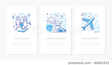 Types of insurance - line design style banners set Types of insurance - line design style banners set 60061652