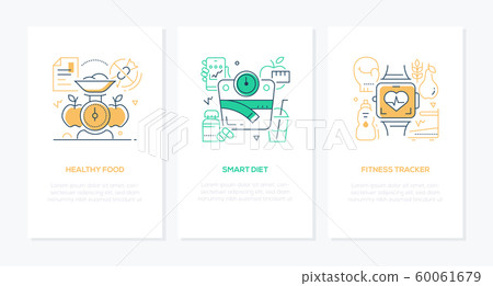 Active lifestyle and healthcare - vector line design style banners 60061679