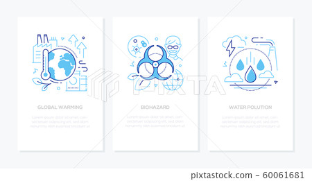 Eco problems concept - line design style banners set 60061681