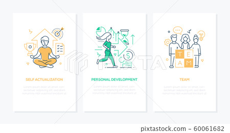 Self management skills - line design style banners set 60061682