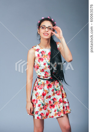 Pretty brunette girl posing 60063076