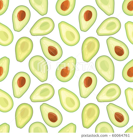 Seamless pattern with illustration of avocado. - Stock Illustration ...